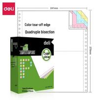 Deli 4-Ply 2-Part Color Tear-Edge Dot Matrix Paper