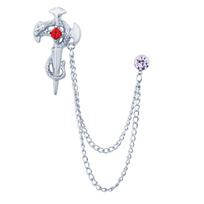 New Snake Cross Brooch Pin for Men's Suit Trendy Tassel Chain Rhinestone Lapel Pins Fashion Jewelry Accessories
