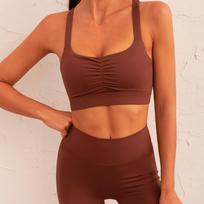 Criss-Cross Sports Bra & Pleated Yoga Pants Set for Women Large