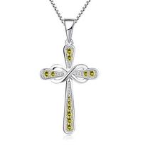 Sterling Silver S925 Cross Necklace with Bow Zircon Pendant for Women - Trendy Jewelry Accessory