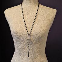 Trendy Cross Necklace with Bead Clavicle Chain