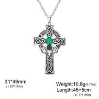 Vintage Celtic Cross Pendant Necklace for Men Women Shamrock Claddagh Design Stainless Steel Irish Religious Protective Jewelry