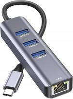 Usb C Lan Adapter + Usb Hub Rj45 Usb Network Card Gigabit Usb 3.0 4In1