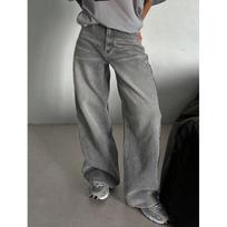 Women's Spring/Fall Straight-Leg Vintage-Style Jeans High-Waisted Wide-Leg Casual Long Pants S