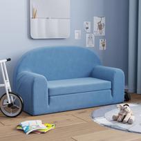 Vidaxl 2-Os. Sofa Dla Dzieci, Rozkładana, Niebieska, Miękki Plusz