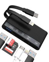USB C to Lightning Multifunctional Docking Station, Multi-Port Adapter Hub, SD Card Reader, USB Dongle, Compatible with iPhone 15, Apple MFi