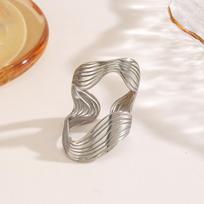 Stainless Steel Irregular Wide Thick Opening Ring for Women Men Classic Bright Gold Silver Color Rings Party Jewelry Accessories