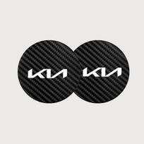 2 pieces carbon fiber leather coasters car water cup anti-slip mats car interior for new Kia Sportage 5 3 4 K7 K5 K8 K3 K9