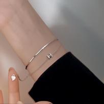 Elegant Double Layer Slim Waist Bracelet for Women - Fashionable and Stackable Hand Accessory