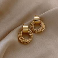 Vintage Metal Round Drop Earrings for Women Trendy Party Geometry Statement Jewelry Multilayer Small Circle Dangle Earrings