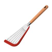 Reusable Attractive Tofu Fish Steak Slotted Turner Lightweight Fish Spatula Wooden Handle For Dining Room Kitchen Utensils 4