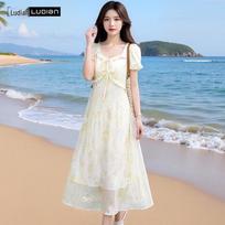 Sweet High-Waisted Floral A-Line Dress 175/96A