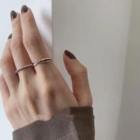 Beixi S925 Sterling Silver Retro Cross Open Ring for Women Adjustable Open
