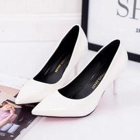 2024 Spring Women's Low-Cut Pointed Toe Stiletto Slip-On Heels - Solid Color Fashion Size 37