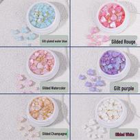 Celebrity Glitter Gilded Heart Nail Art Accessories - Resin Peach Heart Diamonds H Heart 8mm - 6500 pieces - Whole bag / Bagged