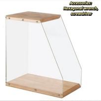 Solid Wood Wooden Record Holder Stable Structure Vinyl Display Stand  Desktop Decoration Beech wood color