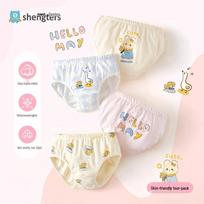 Happy Bear Pure Cotton Girls' Underwear for Back to School - Cute Triangle Base Layer, Class A, Ages 5-12 120 cm