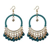 Bohemian Round Water Drop Tassel Earrings Jewelry Ethnic Style Hand Woven Hollow Geometric Statement Earrings for Women Girls