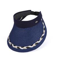 Portable Wide Brim Woven Cap Solid Color Sunscreen Empty Top Hat Folding Sunshade Hat  Women