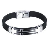 Men Vintage Concise Cross Design Leather Bracelet Fashionable Jewel as Perfect Christmas Gift 1077 black models