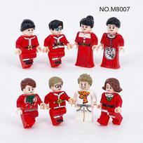 8pcs M8007 Christmas Theme Building Block Doll Small Particle Building Block Toy