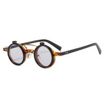 Madingi maži apvalūs pankų dvigubi tilteliai moterims, akiniai nuo saulės, retro stiliaus, apverčiami lęšiai, UV4 apsauga nuo saulės, „Gafas De Sol“.
