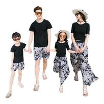 Yingwei 2025 Parent-Child Summer Outfits: Slim Suit for Family of 3 or 4 Boy 140