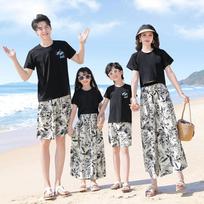 2025 New Summer Family Outfits: Parent-Child Matching Slim Suits for 3-4 People Boy 140