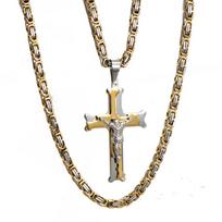 60Cm/24Inch Titanium Steel Jesus Christ Crucifix Cross Pendant Necklace For Men