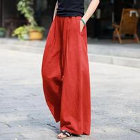 Women's High-Waisted Cotton & Linen Wide-Leg Pants - Loose, Solid Color, Slimming Casual Trousers for Spring/Summer 3XL