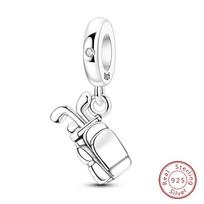 Original 925 Silver Sports Charm Beads Dumbbell Badminton Football Baseball Pendant For Bracelet Jewelry