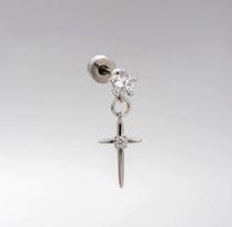 ladylady Titanium Steel Nail Cross Ear Bone Heart Double Head Screw Earrings Butterfly Ear Nail Ear Hole earrings  Handmade Cross