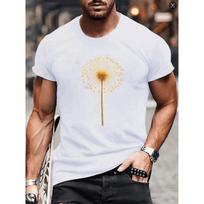 European sizes Golden Dandelion Line Seed Pattern Print, Men's Fashion Clothing, Men's Casual Short-sleeved Round-neck Pattern Printed T-shirt, S