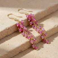 Pink Ruby Faceted Shaded Beads Drop and Dangle Earrings, Natural Pink Ruby Faceted Beads Earrings, July Birthstone Jewelry, Handmade Gift 1.8 Inch