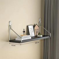 Hanging Floating Shelf Wood Wall Bookshelf Versatile Wall Storage Rack  Bathroom Room black-30cm