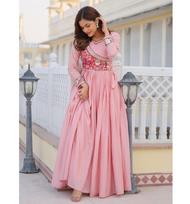Women Designer Party Wear Gown Suit Indian Bollywood Anarkali Chinon With Printed Kurta M