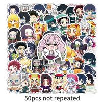 50 Pcs Chibi Demon Slayer Anime Stickers Waterproof Decals For Phone Case Handbook Journal Scrapbook DIY Decoration For Anime Fans