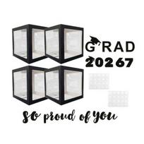 4 Pcs 2026 Grad Balloon Boxes Black Balloon Boxes with Letters So Pround of You Graduation Party Decoration for College