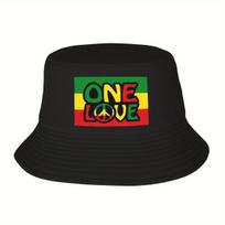 Individualus VIENAS MEILĖS Reggae Taikos Simbolis Kibiro Formos Kepurė Unisex Moterims Spausdinta Vasaros Kelionėms Paplūdimys Lauko Žvejybos Kepurė