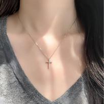 14K Gold-Plated Sterling Silver Diamond Cross Pendant Necklace for Women - Elegant Clavicle Chain 925 Silver