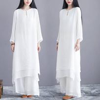 Sweet Fairy Retro Chinese Zen Tea Ceremony Women's Clothing Set XL