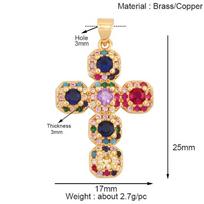 Holy Religious Jesus Cross Virgin Mary Charms Pendant, Gold Plated Colourful Zircon Shell Jewelry Necklace Accessories K63