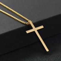 Stainless Steel Cross Necklace for Men Boys,Silver Color Plain Cross Pendant Collar,Hiphop Classic Punk Jewelry Gift 60cm