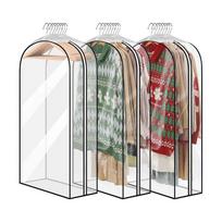 Coat Bags For Closet Storage 3X Clear Garment Covers With Zipper Waterproof Long Coat Protector Dustproof Clothing Storage For