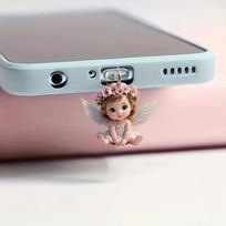 2D Flat Acrylic Angel Fairy Cat Phone Dust Plug Decorative Accessories For Iphone Type-C Interface Dust Plug Hanging Decoration
