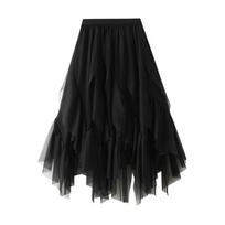Tulle Skirts for Women A Line Fairy Tiered Skirt Midi High Elastic Waist Long Skirt Layered Flowy Swing Tutu Skirt Women's Mesh High Waist Midi Skirts One size