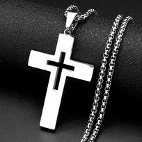 Hollow Punk Christian Cross Pendant Necklace for Women Men Stainless Steel Gold Silver Color Hip Hop Biker Chain Faith Jewelry