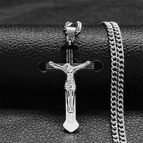 Christian Bible Stainless Steel Jesus Cross Long Necklace Men/Women Necklace Pendant Religious Jewelry acero inoxidable N6193S05