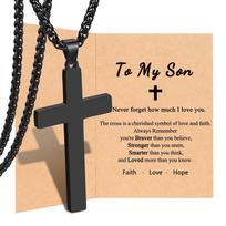 316L Stainless Steel Black Cross Necklace for Men Boys Bible Verse Religious Christian Christmas Valentine's Day Jewelry Gifts