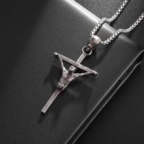 Vintage Classic Christian Jesus Cross Pendant Necklace for Men and Women Religious Catholic Prayer Amulet Jewelry